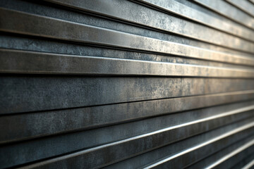 Poster - Close-up of weathered metallic slatted surface, showing texture and depth.
