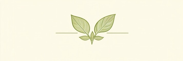 Poster - Minimalist basil leaf logo designed with clean lines and fresh green tones for herbal branding and modern aesthetics