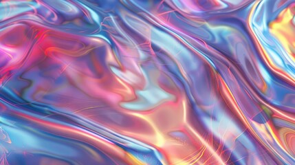 Poster - Abstract pastel iridescent fluid patterns with wavy lines. Background image of wavy line with colorful pastel flowing wave. Digital art for modern and elegant design. Fluid wave pattern design. AIG51.