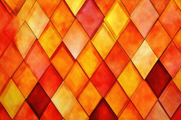 Poster - Abstract background with warm-toned diamond shapes in varying shades of orange and red.