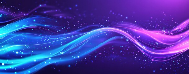 Poster - Vibrant Abstract Background with Flowing Waves of Blue and Purple Light Creating a Dreamy and Ethereal Atmosphere for Creative Projects
