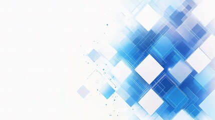 Poster - Abstract Background with Blue and White Cubes and Lines Design