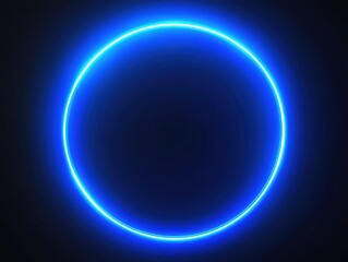 Poster - Vibrant glowing blue circle on a dark background, depicting modern art with neon lights, perfect for technology, music, or creative designs and themes
