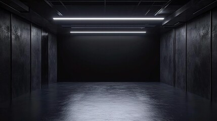 Poster - Dark Modern Stage with LED Lights for Creative Backgrounds