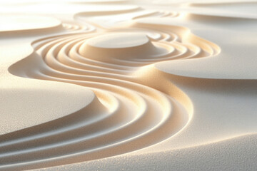 Poster - Serene sand ripples create a calming zen garden landscape, evoking peace and tranquility.