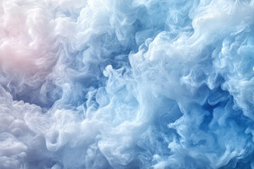 Poster - Abstract image of swirling blue and white smoke, creating a dreamy, ethereal effect.