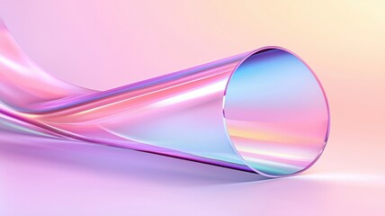 Poster - Iridescent holographic crystal glass plates reflecting prismatic colors against gradient background foil, forming dynamic geometric visual with futuristic luminescence