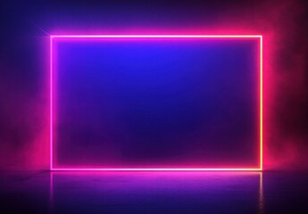 Poster - Vibrant Neon Frame with Purple and Pink Glow on Dark Background Creating a Futuristic and Modern Atmosphere for Creative Projects