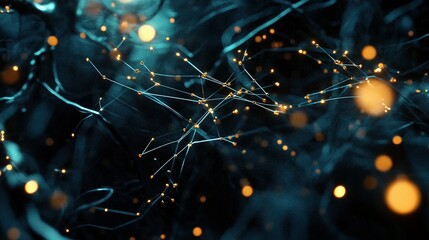 Poster - Digital Network Concept with Interconnected Lines and Bright Lights