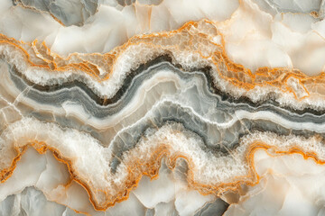 Aufkleber - Abstract image of onyx stone with swirling patterns of white, grey, and gold.