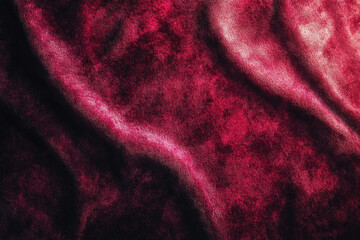 Poster - Luxurious crimson velvet fabric, richly textured with deep folds and shadows.