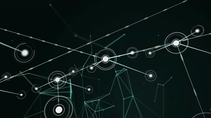 Poster - Animation of geometric patterns with interconnected nodes and lines on dark background