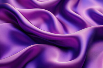 Poster - Luxurious purple silk fabric with soft, flowing waves and rich texture.