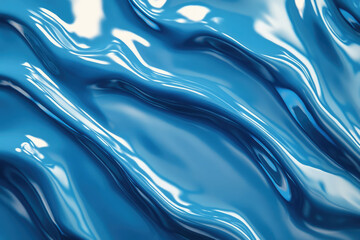 Poster - Abstract image of flowing, glossy, vibrant blue liquid, creating smooth, wavy patterns.