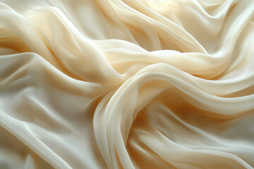 Poster - Draped beige silk fabric, soft folds and luxurious texture, elegant and smooth.