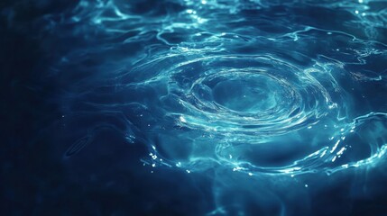Poster - abstract futuristic banner with elegant water rings and smooth ripples on a deep dark blue backgroun