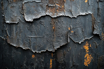 Poster - Dark, textured surface with peeling paint, revealing layers of rust and decay.