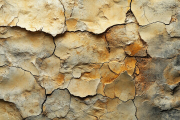 Poster - Cracked and weathered surface, showing signs of age and decay with a mix of beige and orange tones.
