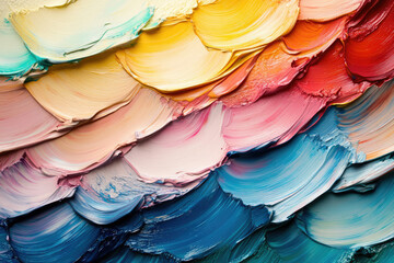 Aufkleber - Vibrant palette knife strokes of paint create a colorful, textured abstract artwork.