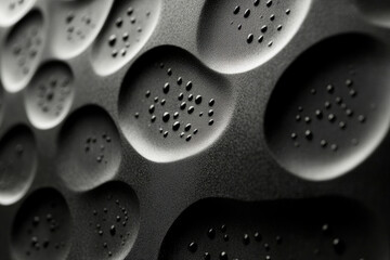 Poster - Close-up of a textured, dark surface with water droplets, creating a dramatic abstract image.