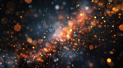 Poster - Explore a mesmerizing scene of floating particles on a black background, creating a cosmic and ethereal effect. Perfect for artistic and creative projects.