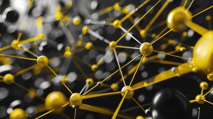 Poster - This abstract image features a network of spheres and lines representing artificial intelligence and digital connections in a futuristic design.