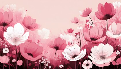 Poster - pink flowers background illustration.