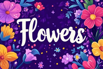 Aufkleber - Colorful floral design featuring various flowers and decorative elements against a vibrant background