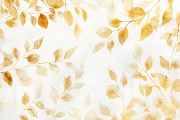 Poster - Elegant watercolor background with golden leaves in minimalist line style. Perfect botanical design for stylish banners, textiles, prints, and home decor inspiration