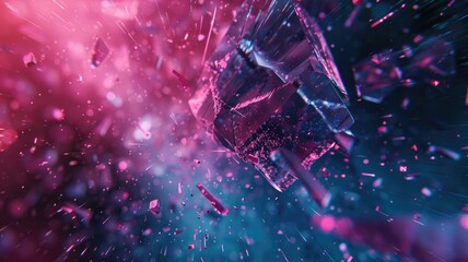 Poster - An abstract and dynamic representation of crystalline structures in cyberspace, showcasing vibrant colors and motion that evokes a sense of futuristic exploration.