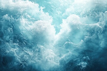 Aufkleber - Abstract image depicting a turbulent ocean, with swirling, foamy waves in shades of blue and white.