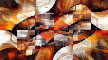 Fototapete - Explore this vibrant abstract digital artwork featuring complex patterns and a striking color palette, perfect for creative projects and modern decor.