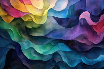 Poster - Abstract art showcasing flowing, vibrant colors in layered, wave-like forms.