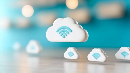 Poster - Cloud Icons and WiFi Symbols Enhancing Connectivity and Technology in Modern Digital Network