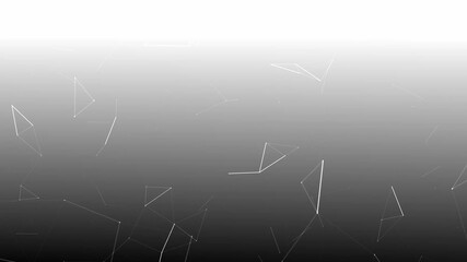 Poster - Black and white abstract geometric gradient floating polygonal shapes line connection network futuristic smooth animation background