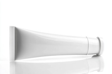Fototapete - Empty white tube lying on a smooth surface ready for creative product packaging design and branding