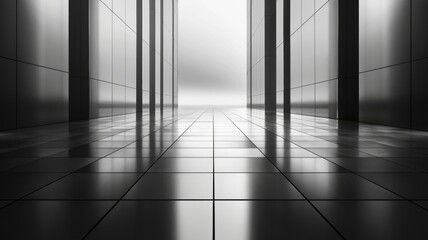 Poster - This modern minimalist background features sleek reflections and a spacious perspective, ideal for professional presentations, reports, or digital content.