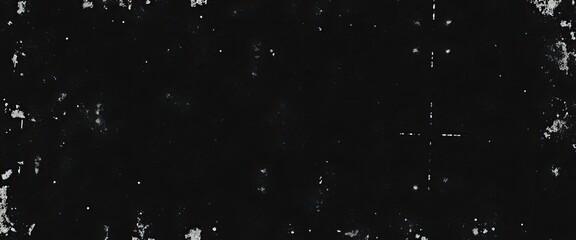 Poster - Abstract black background with faded edges and white speckles resembling distressed vintage surface texture