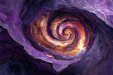 Aufkleber - Abstract swirling vortex of purple and gold hues, resembling a cosmic nebula or galaxy.