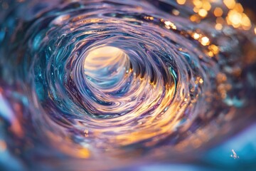 Fototapete - A mesmerizing swirling vortex of vibrant blues, purples, and oranges, resembling a captivating ocean wave.
