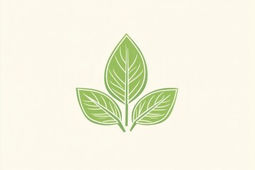 Poster - minimalist basil leaf logo design featuring clean line art and fresh green tones ideal for herbal br