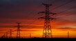 © Phan - Electricity Pylons at Sunset: Dramatic Landscape Photography AI Generated