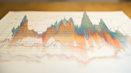 Poster - A colorful graph showing data on a white paper surface