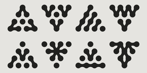 Poster - metaball shapes set isolated on white background. vector illustration of abstract black dots connect