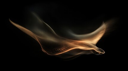 Poster - Abstract golden form floating across a dark black background