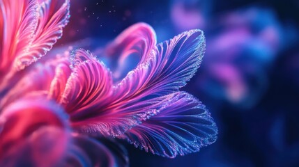 Poster - A Close Up View of a Pink and Blue Floral Design