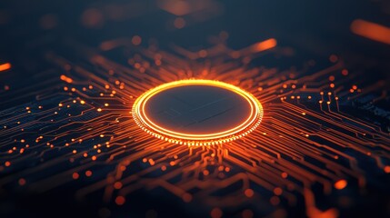 Poster - Abstract glowing technology background with vibrant circuitry and luminous patterns in dark tones