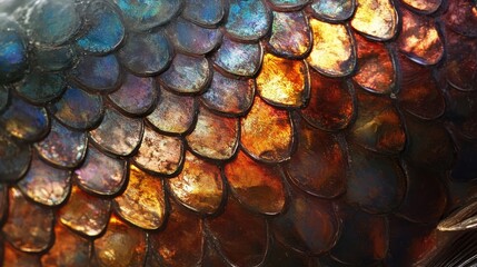 Poster - Detailed close up of shimmering colorful fish scales
