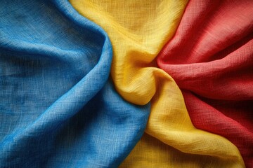 Aufkleber - Draped fabric in blue, yellow, and red, resembling a national flag.