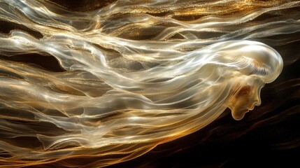Poster - An ethereal silhouette depicting a flowing profile against a dark background